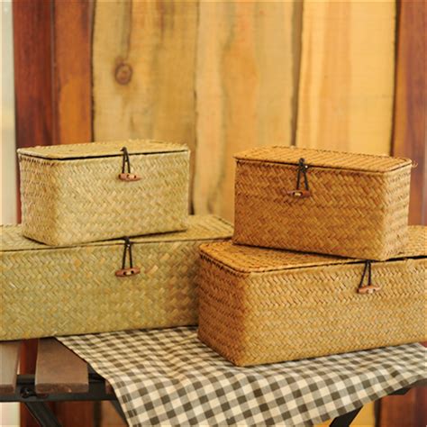 Straw Woven Basket With Liddivided Storage Boxcustomized Etsy