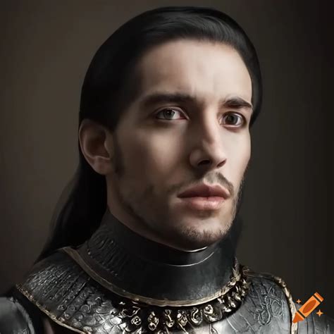 Hyperrealistic Depiction Of A Medieval Noble Lord In Black Armor