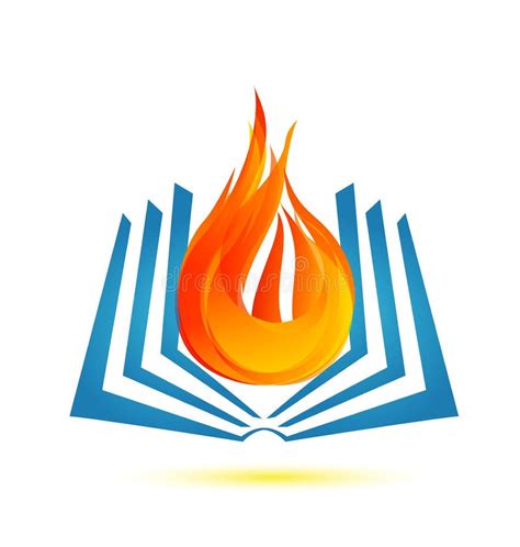 Libro En Logotipo Del Emblema De La Llama Del Fuego Ilustraci N Del