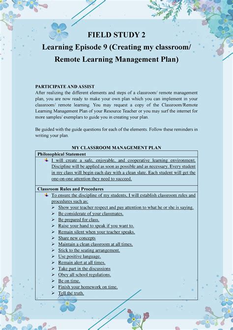 Field Study Learning Episode Field Study Learning Episode