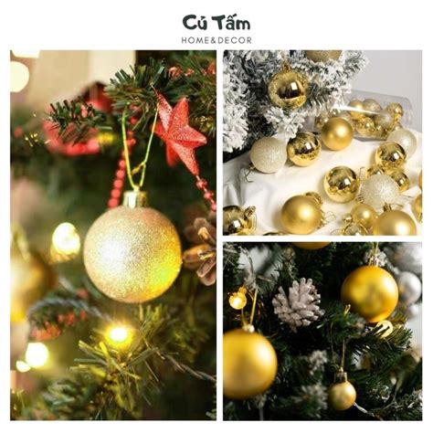 Quả Châu Set 24 Quả Châu Trang Trí Cây Thông Noel Nhiều Màu Cutam