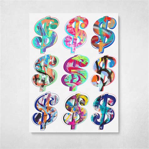 Graffiti Dollar Signs Warhol Colorful Pop Art Wall Art