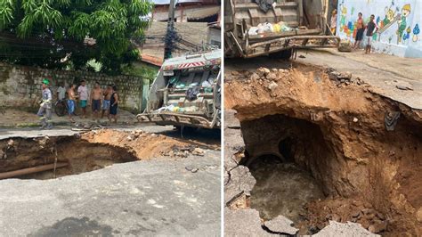 Caminh O De Lixo Engolido Por Cratera Em Fortaleza