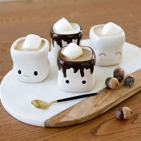 Marshmallow Shaped Hot Chocolate Mugs Couple Matching Mugs Anniversary