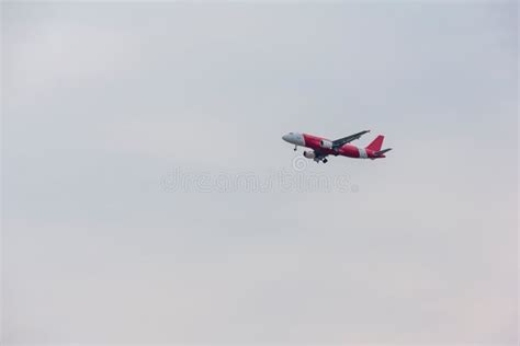 Red Plane Flying in Midst of the Clouds Stock Image - Image of landing ...