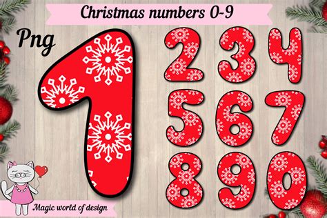 Christmas Snowflake Red Numbers Png Graphic By Magic World Of Design