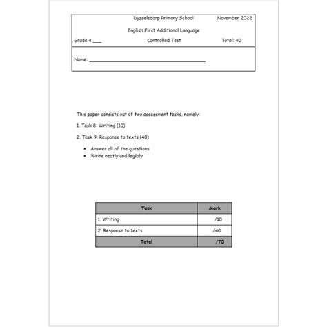 English First Additional Language Controlled Test Term 4 2022 • Teacha