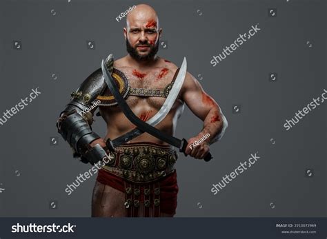 Portrait Powerful Gladiator Past Naked Torso Stock Photo Shutterstock