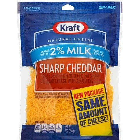 Kraft Shredded Reduced Fat Sharp Cheddar Cheese 7 Oz From Kroger