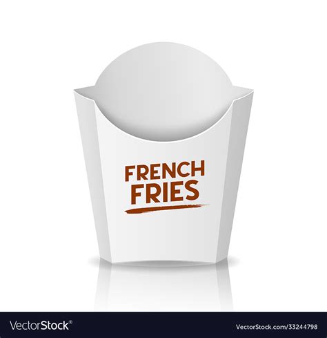 French Fries Packaging White Box Template Design Vector Image