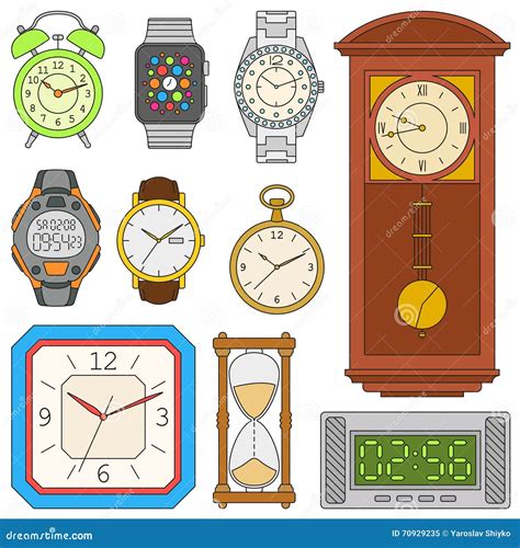 Watches Set Stock Vector Illustration Of Minute Classic 70929235