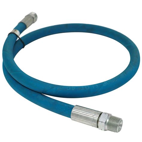 Single Wire Braid Hose Assembly 38in Id X 2ft L With Fittings Blue