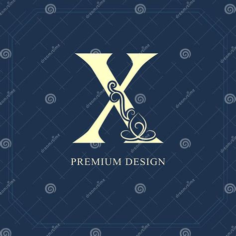 Letra Principal X Logotipo Bonito Caligráfico Com A Fita Para Etiquetas Estilo Gracioso Emblema