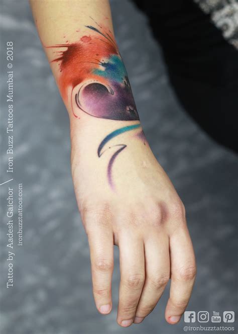 Abstract Emotion Chaos Vs Calm Watercolor Tattoo 3 Wrist Tattoos For