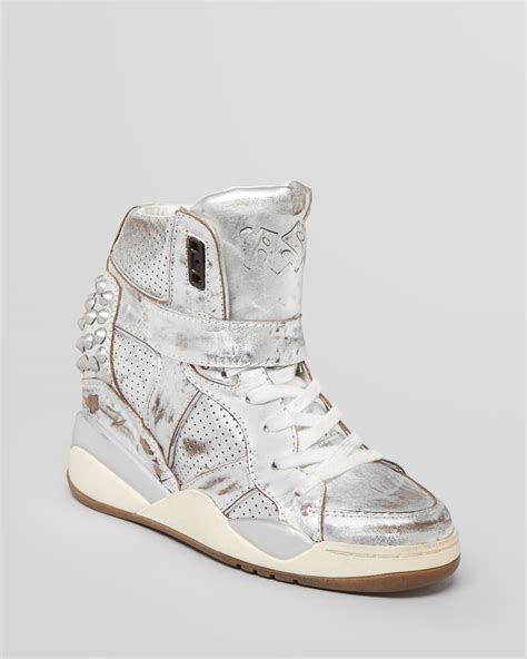 Ash Wedge Sneakers Freak Metallic in Silver | Lyst