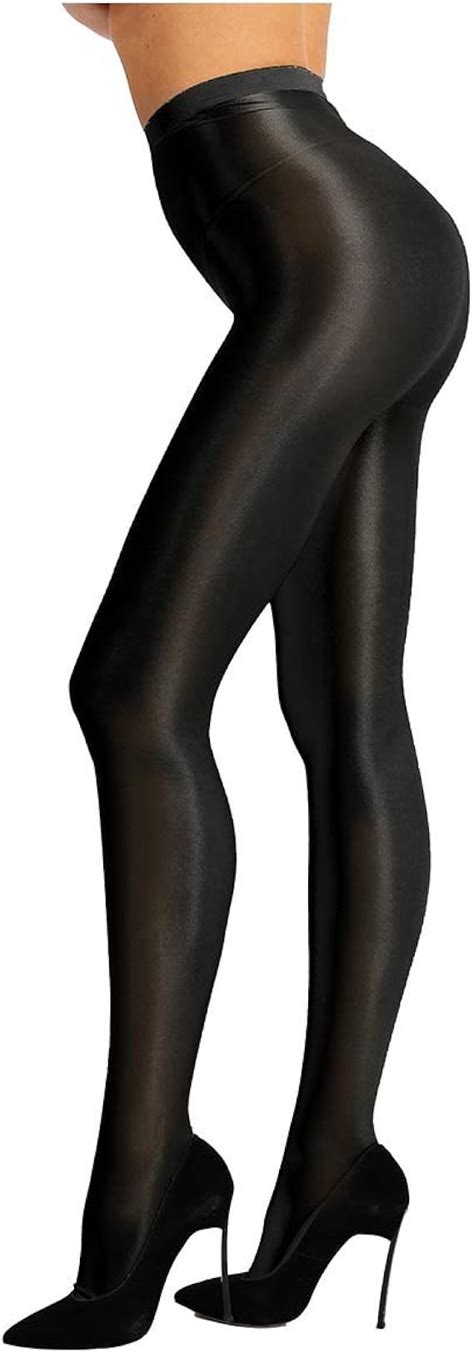 Inlzdz Womens Shiny Silk Footed Stockings Spandex Run Resistant Opaque