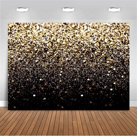 Amazon Mocsicka Black And Gold Glitter Backdrop X Ft Golden