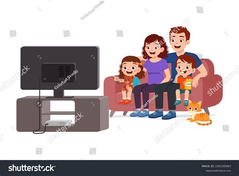 Family Watching Tv Clip Art