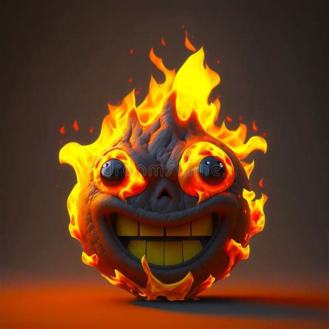 Happy face 3d fire emoji stock illustration. Illustration of icons - 264290010