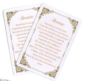 Memorare Prayer card Lot of 2 Laminated Catholic Christian prayer cards | eBay