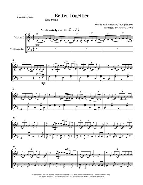 Better Together Arr Sherry Lewis By Jack Johnson Sheet Music For Instrumental Duet At Sheet