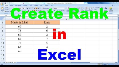 How To Create Rank In Excel YouTube