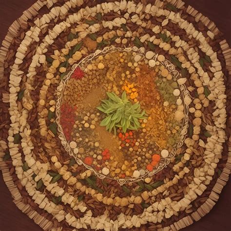 Premium Ai Image Intricate Mandala Made Entirely Of Spices And Herbs