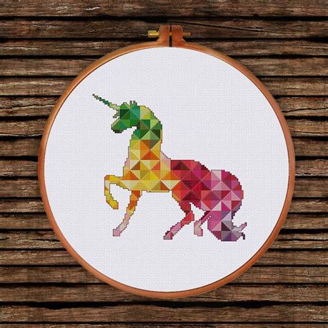 Geometric Unicorn Cross Stitch Decor Cross Stitch Pattern Modern