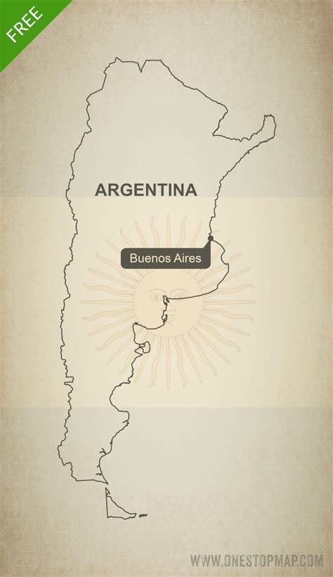 Free Vector Map of Argentina Outline | One Stop Map