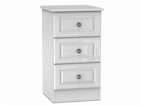 Welcome Pembroke White High Gloss 3 Drawer Bedside Table Assembled