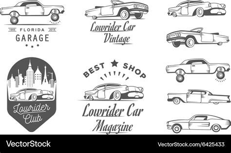 Set vintage lowrider logo badge and sign Vector Image