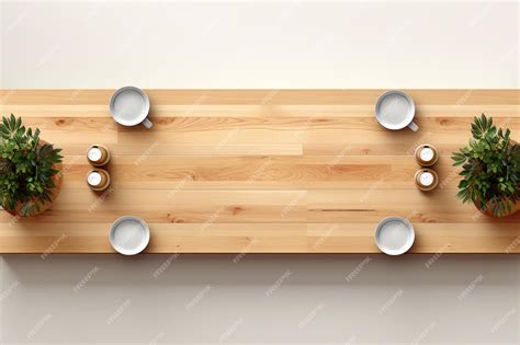 Premium Ai Image Wooden Dining Table Top View Realistic