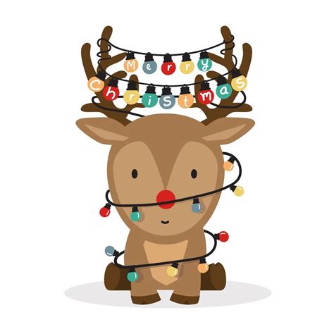 Cute cartoon reindeer with Christmas lights 1876919 Vector Art at Vecteezy