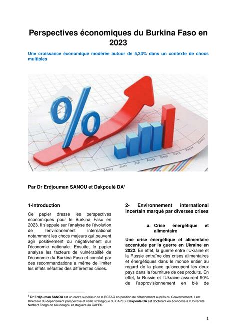 Pdf Perspectives Conomiques Du Burkina Faso En