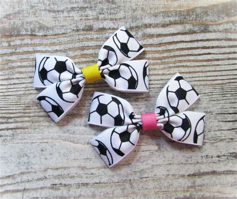 Custom Soccer Hair Bow Soccer Clippies Soccer Pigtails Choose Your