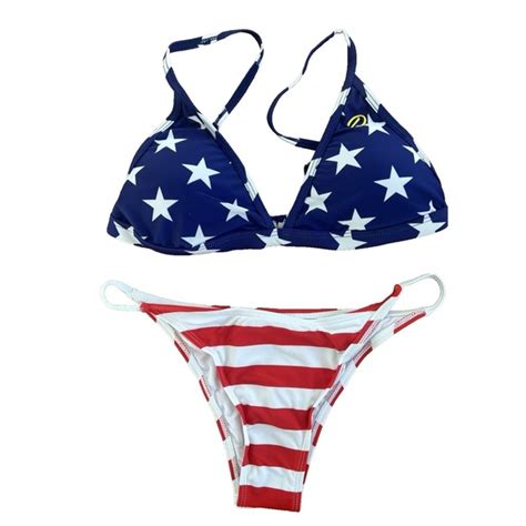 DIXXON Swim Dixxon American Flag Bikini Navy Blue Red White Poshmark