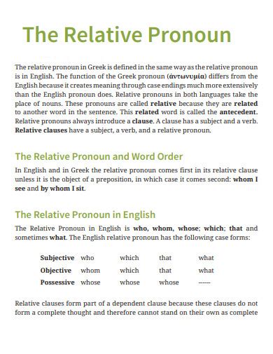 Relative Pronoun 30 Examples Definition Types How To Use Tips Pdf