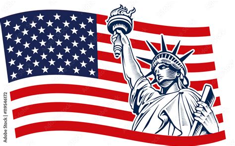 Statue Of Liberty Usa Map Flag And Symbol Stock Vector Adobe Stock