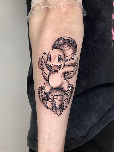 Anime Dotwork Charmander Tattoo by Liam Collins • Tattoodo