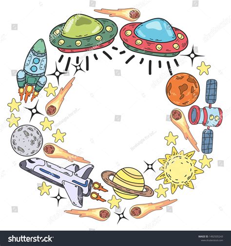 Hand Drawn Outer Space Doodles Vector Royalty Free Stock Vector 1492505243