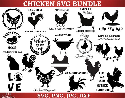 Chicken Svg Bundle Hen Svg Rooster Svg Funny Chicken Svg Crazy