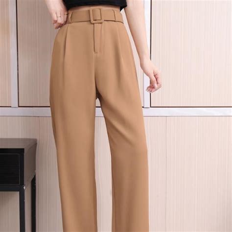 Kinwoo High Waist Trouser Pants For Women Wide Legged With Belt