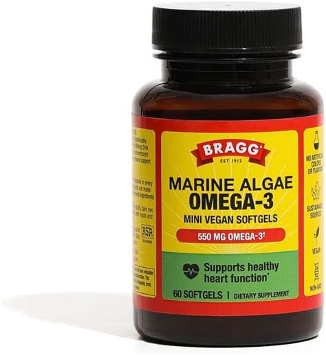 Bragg Marine Algae Vegan Omega 3 Supplement With Epd And