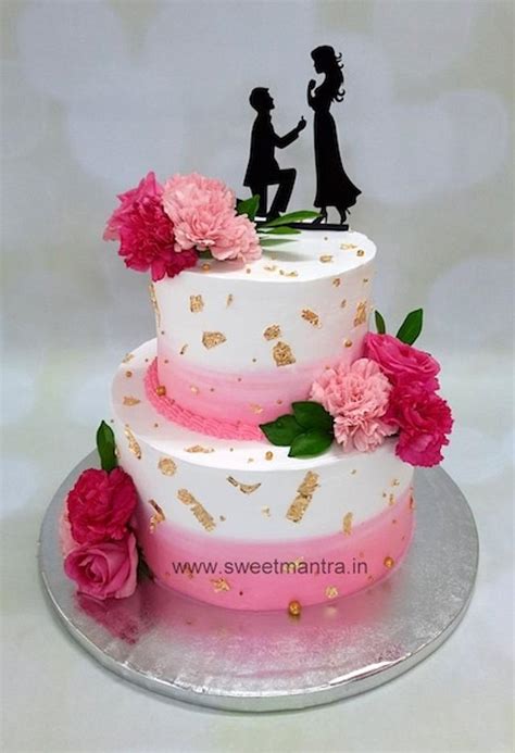 Floral Proposal Cake Decorated Cake By Sweet Mantra Cakesdecor