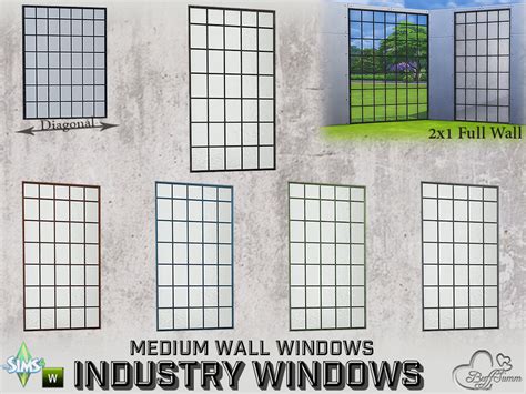 The Sims Resource Industry Windows Medium Wall 2x1 Full