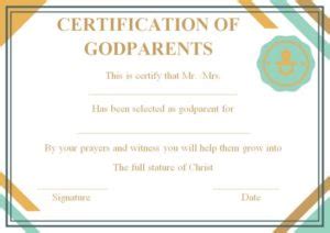 Baby Dedication To Godparents Certificates 10 Free Printable And