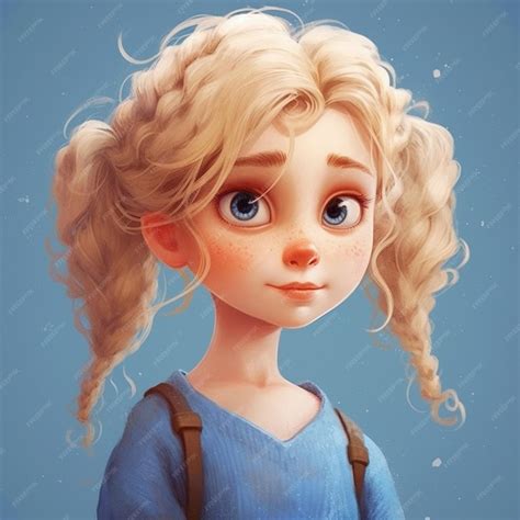 Premium Photo A Close Up Of A Cartoon Girl With Blonde Hair And Blue Eyes Generative Ai