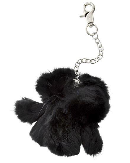 Rhodiumized Black Faux Fur Lead Nickel Compliant Coat Key Chain