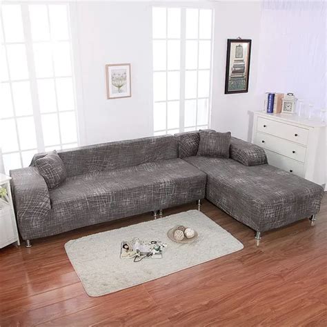 Enipate L Shape Sofa Cover High Stretch Elastic Fabric Cover All