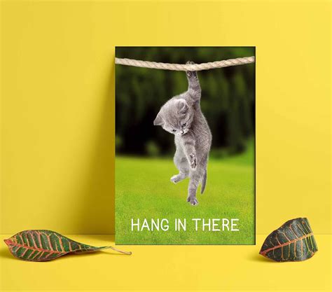 Hang In There Cat Poster Funny Cat Poster Etsy